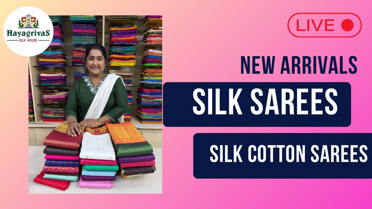 Monday Live - New Arrival Pure silk sarees and Silk cotton sarees #newarrivals #livevideo 