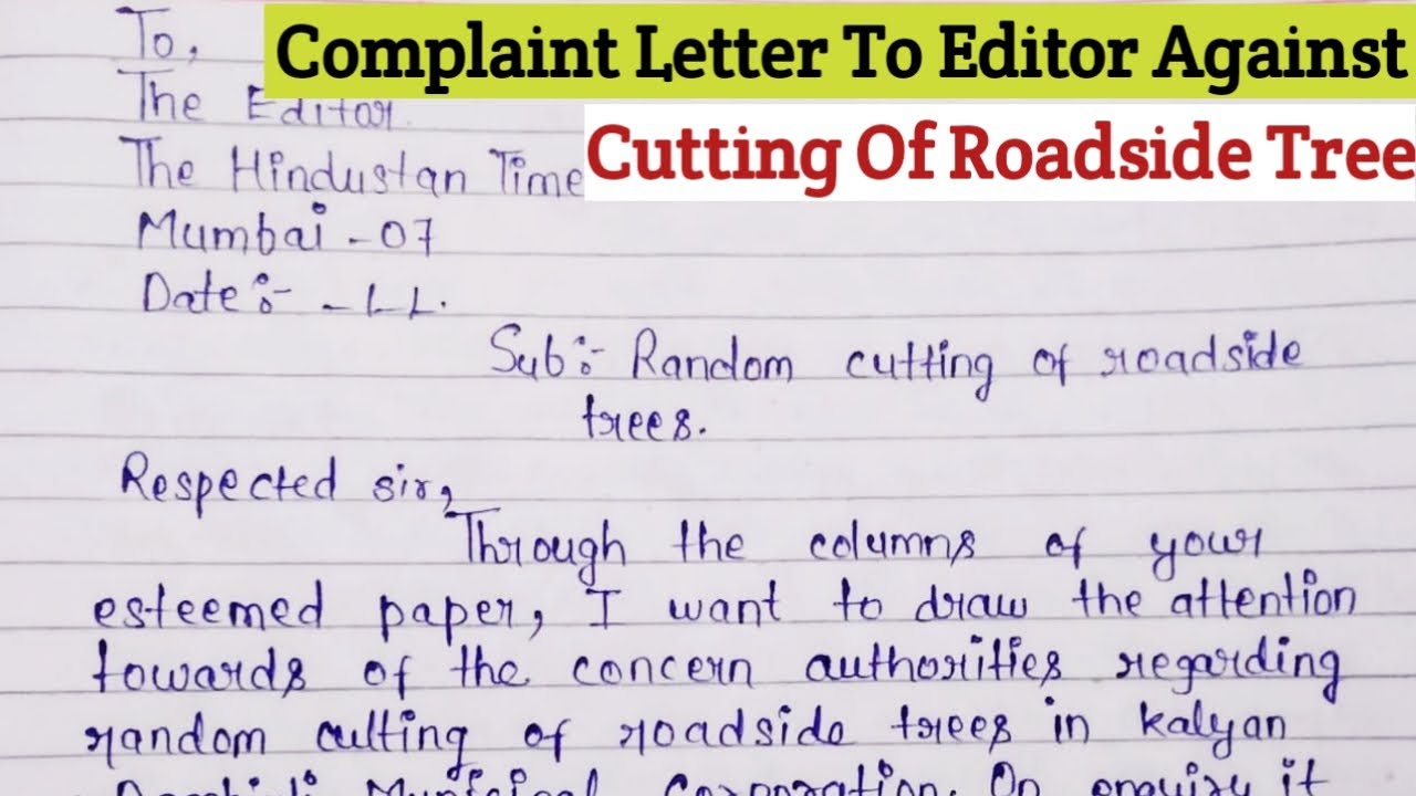 Complaint Against Random Cutting Of Roadside Tree | Editorial Letter Concerning Cutting Of Tree