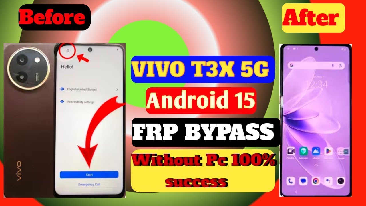 Vivo T3x 5G FRP Bypass Android 15 | V2338 Google Account Unlock Without PC 2026 🔥