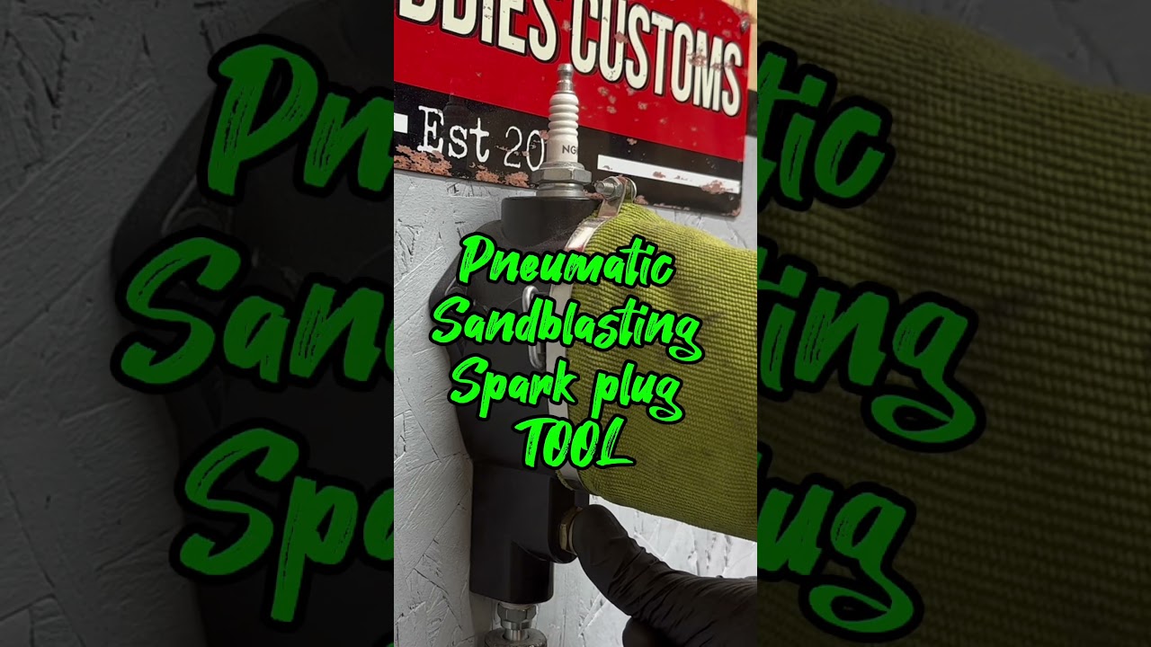 Pneumatic sandblasting spark plug cleaning tool