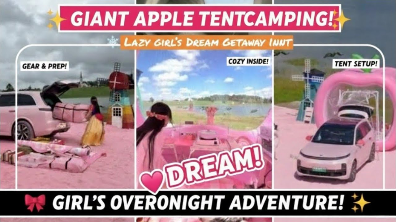 Захватывающий кемпинг в палатке-яблоке🍎 | Мечта ленивой девушки — отдых в гигантской прозрачной п...