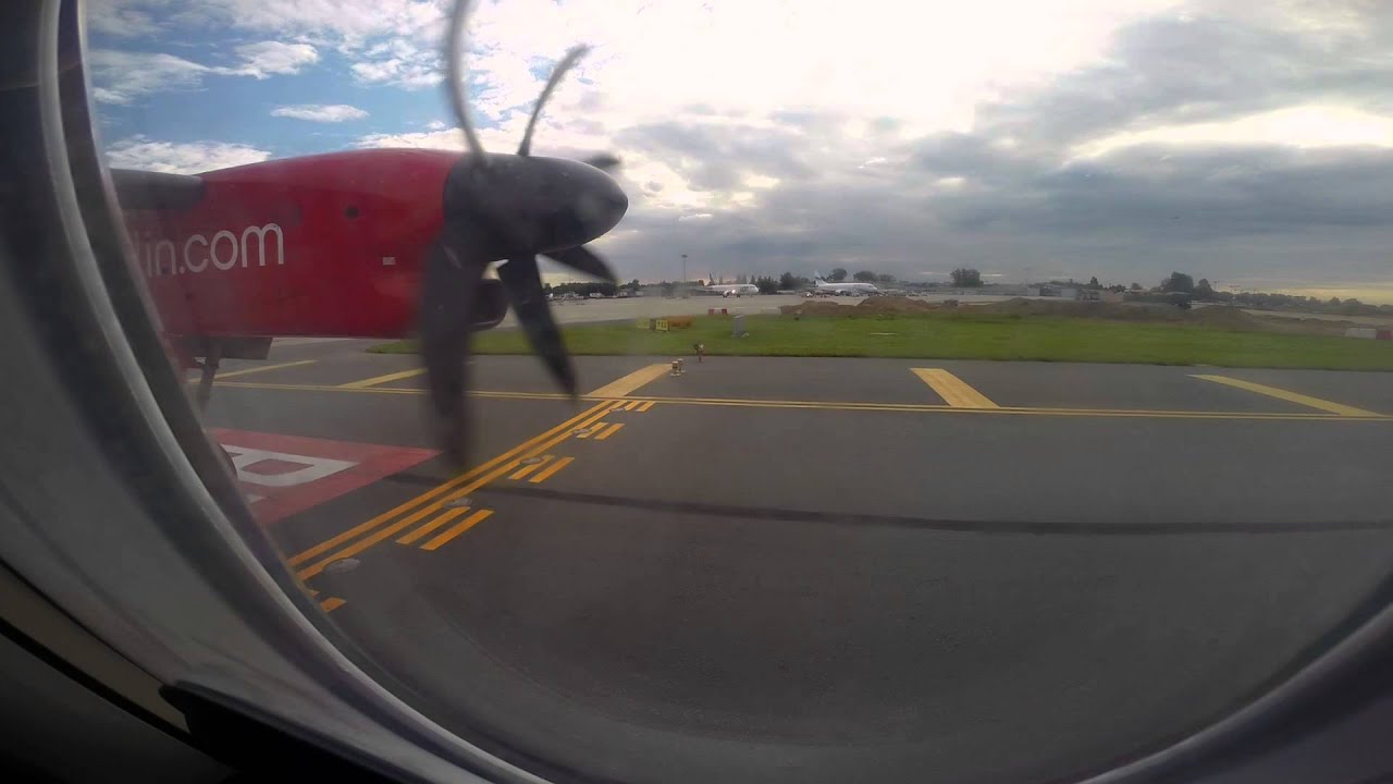 Takeoff from Warsaw WAW Airport with Air Berlin Dash 8 Q400