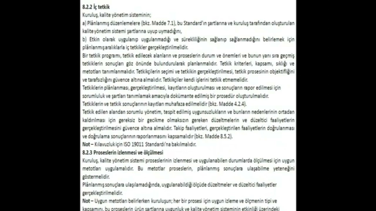 ISO 9001 Proseslerin izlenmesi ve ölçülmesi
