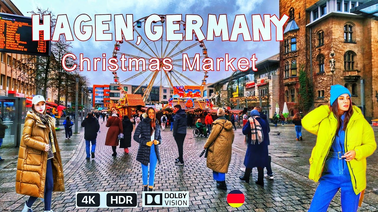 Hagen Christmas Market/Walking tour in Hagen in Germany 4k HDR 60fps