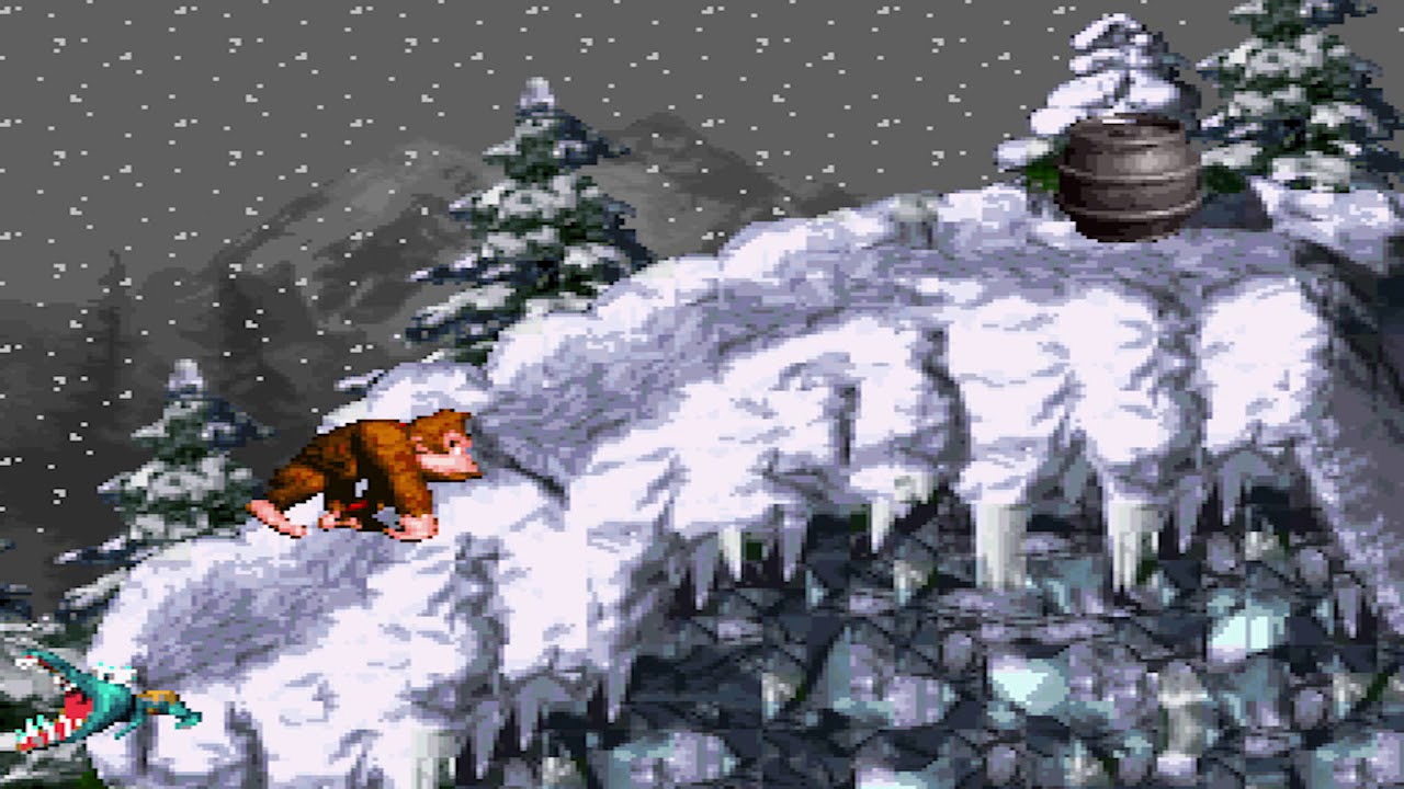 Donkey Kong Country: Level 20: Snow Barrel Blast