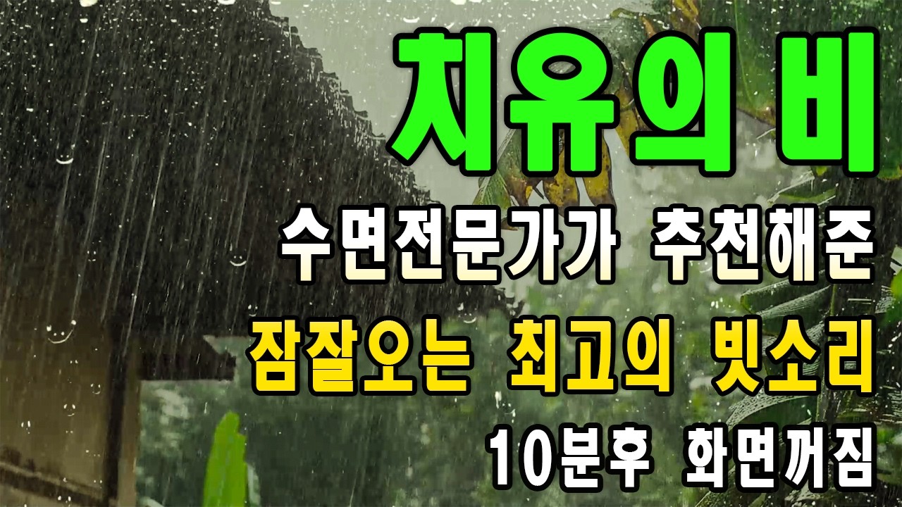 수면전문가가 추천해준 잠잘오는 최고의 빗소리 - 이명치료효과 - 10분후 화면꺼짐