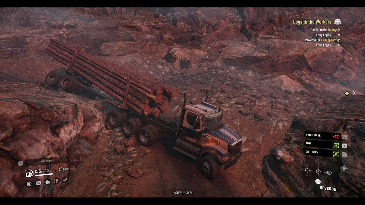 Snow Runner - Western Star 49X - deliver long logs to the quarry