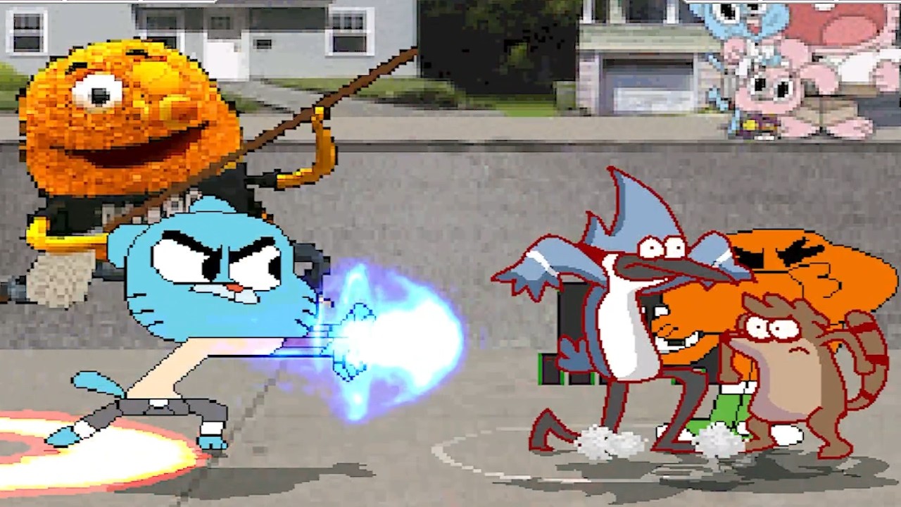 TEAM GUMBALL AND MORDECAI  FIGHTS TEAM DARWIN AND RIGBY | RACE TO 3 WINS