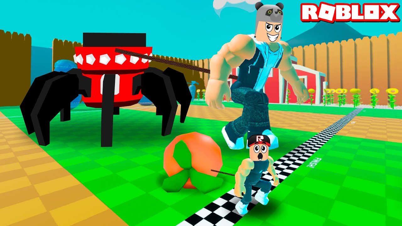 Örümcek Robotu Çekiyorum!! En Güçlü Oldum - Panda ile Roblox Strongman Simulator