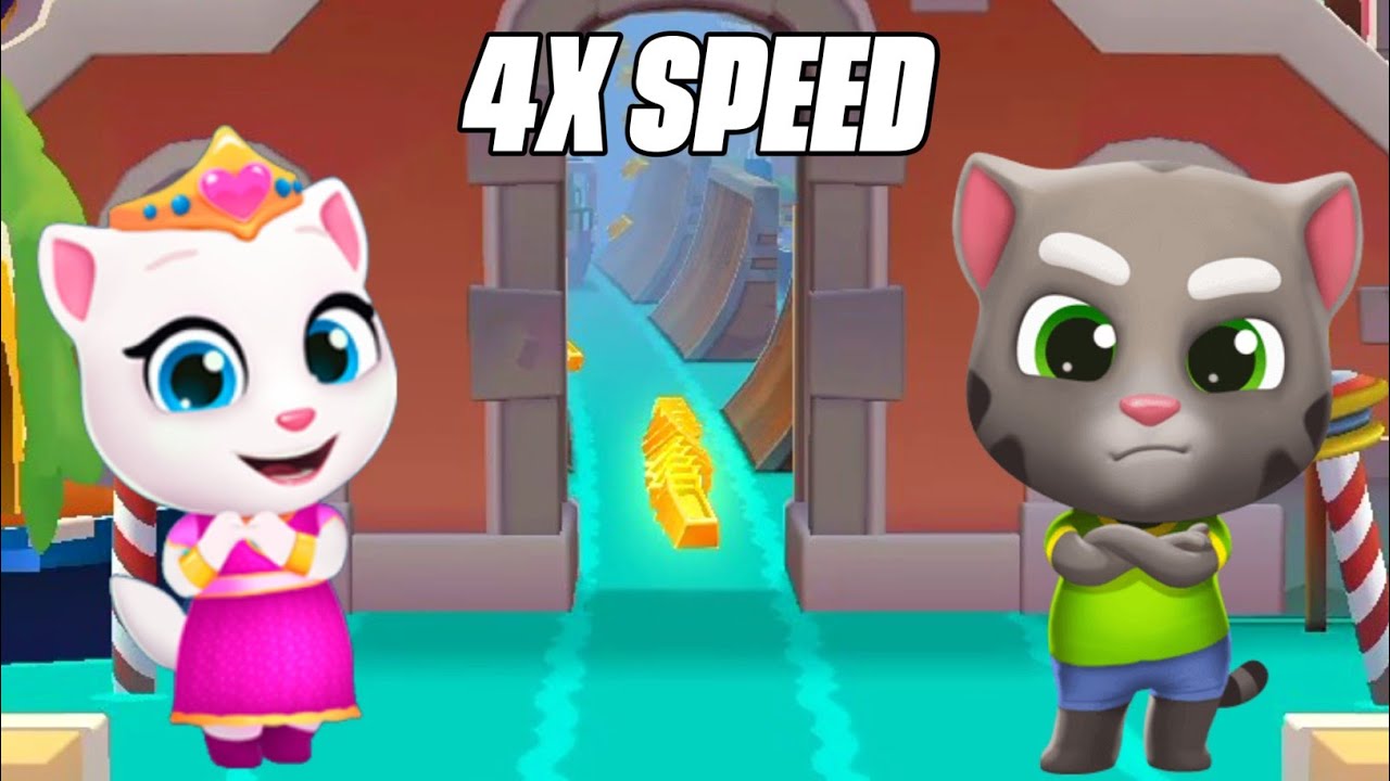 Talking Tom Gold Run 4x Speed - Venice Canals Princess Angela Funny Race Gameplay | Minions Gaming