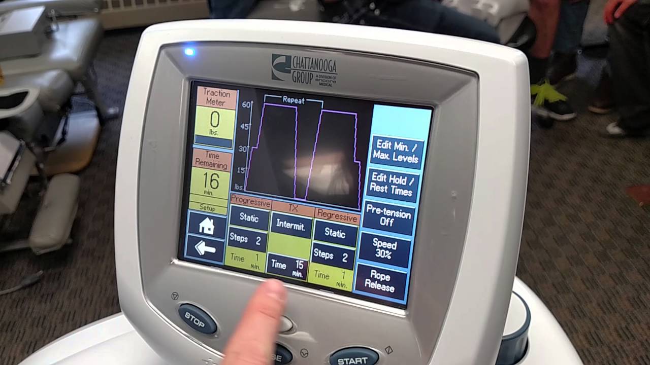 Chattanooga lumbar traction, cervical traction.