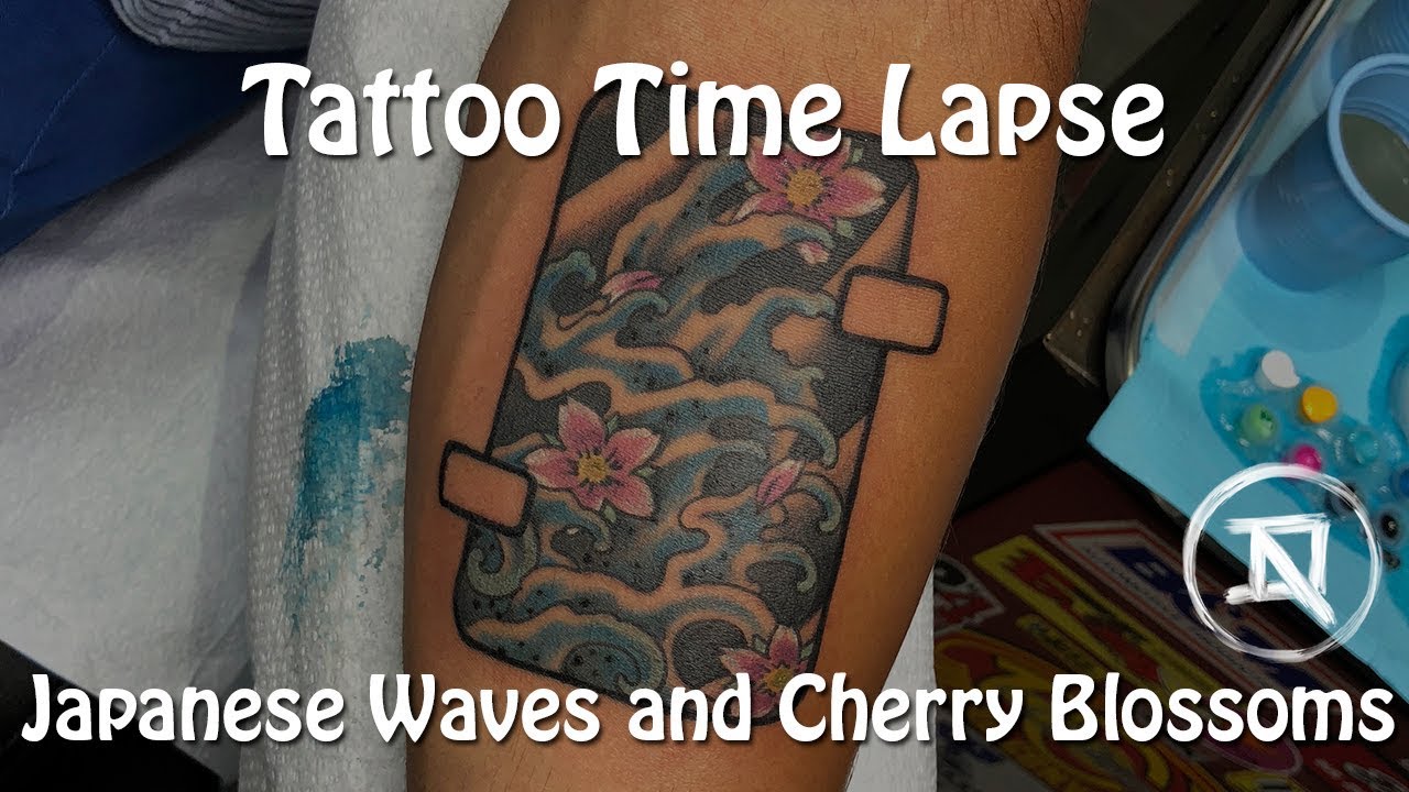 Tattoo Time Lapse | Japanese Waves and Cherry Blossoms