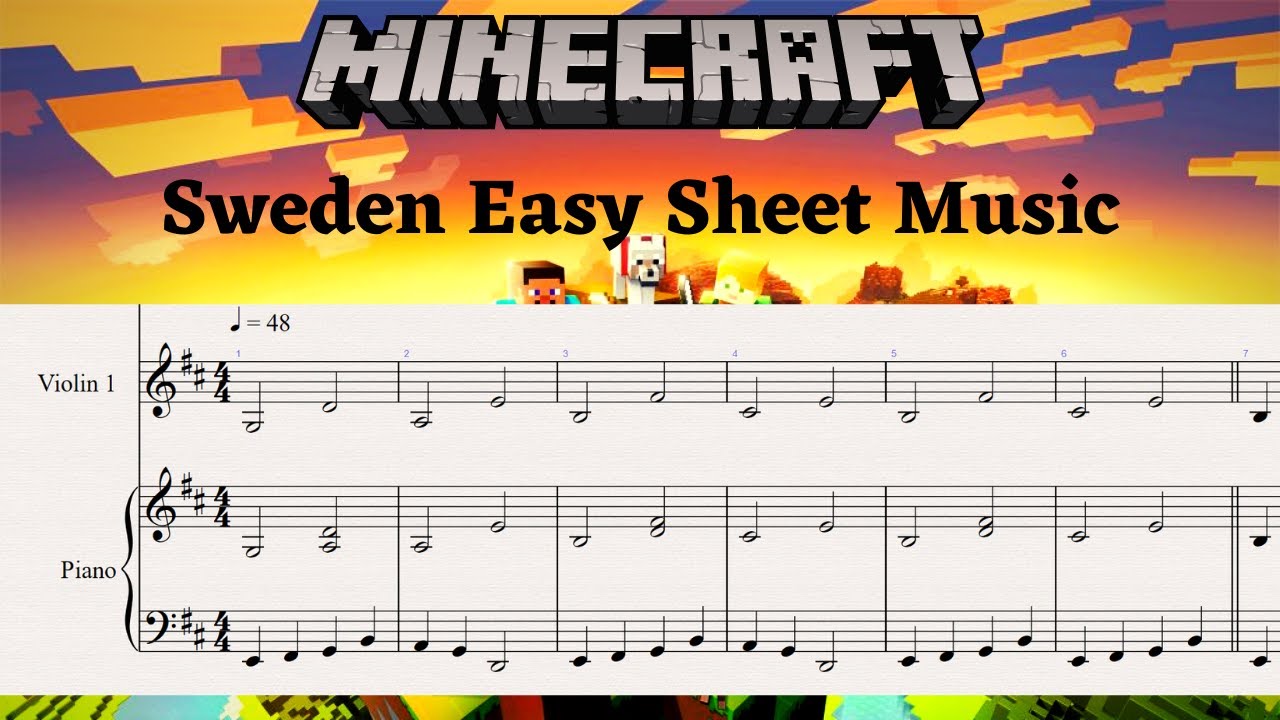 MINECRAFT SWEDEN (C418) - Easy Violin and Piano Sheet Music + PDF