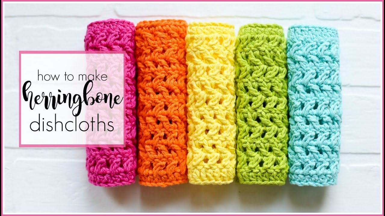 Simple Crochet Dishcloth, Herringbone Pattern