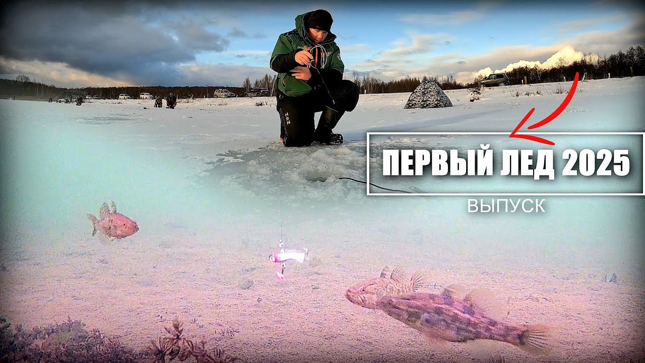 ПЕРВЫЙ ЛЁД 2025 РЫБА КИШИТ ПОД ЛУНКОЙ. Зимняя рыбалка по первому льду. Подводная съёмка.