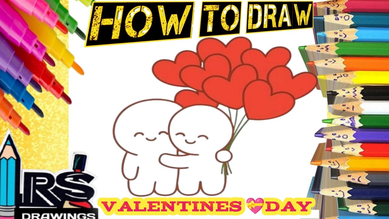 Как нарисовать милую пару на День святого Валентина ❤ пошаговое рисование для детей | рисунок на ...