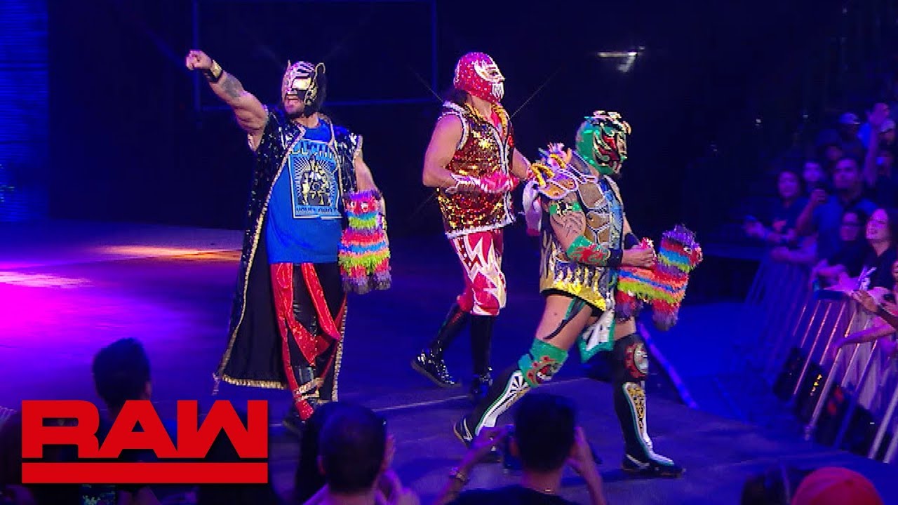 Lucha House Party celebrate during the break: Raw Exclusive, July 1, 2019