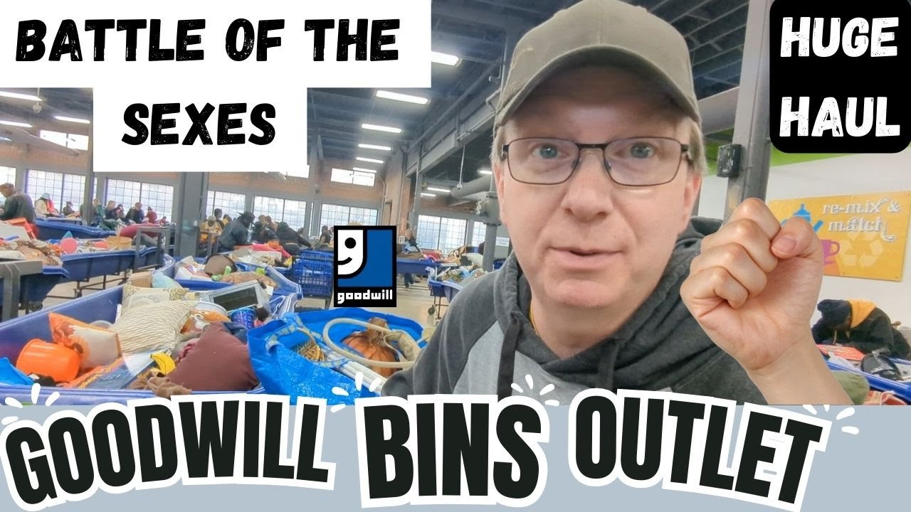GOODWILL OUTLET BINS - Battle of the Sexes - Fight at Bins? 💪 - Thrift with us - Huge Haul