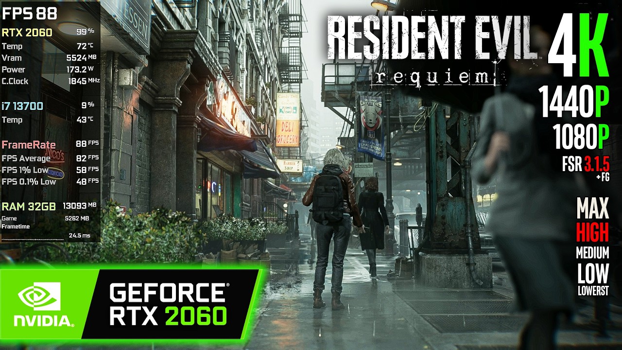RTX 2060 | Resident Evil Requiem - 4K, 1440p, 1080p, DLSS 4 + FG - Max, High, Normal, Low, Lowest