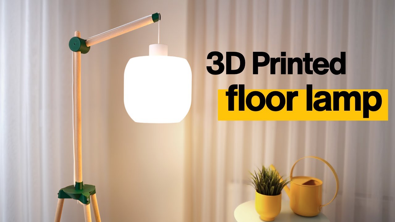 This floor lamp is 3D printed and made of wood