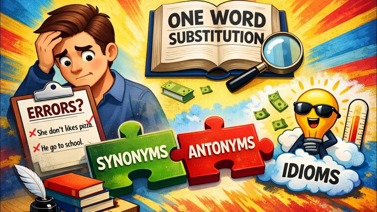English Grammar Mega Class | Error Detection | One Word | Synonyms Antonyms | Idioms SSC Special