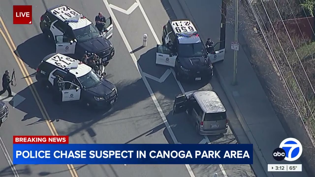 FULL CHASE: Police chase possible assault suspect through San Fernando Valley
