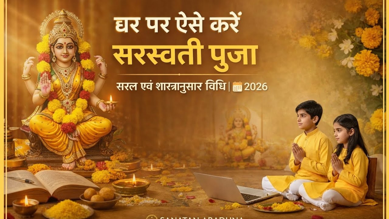 घर पर सरल विधि से माँ सरस्वती की पूजा विधि | विद्या और बुद्धि का आशीर्वाद!!saraswati puja 2026!!🙏🔥❤🙏