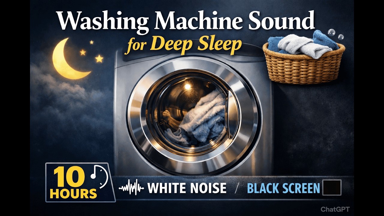 Washing Machine Sound for Deep Sleep|10 Hours White Noise|Relaxing Laundry AmbientSound(BlackScreen)