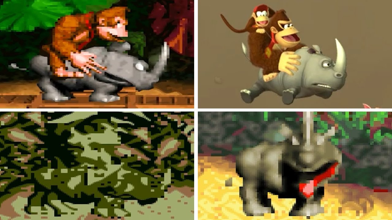 Evolution of - Rambi The Rhino Donkey Kong Country 2D Jump'n'Run's