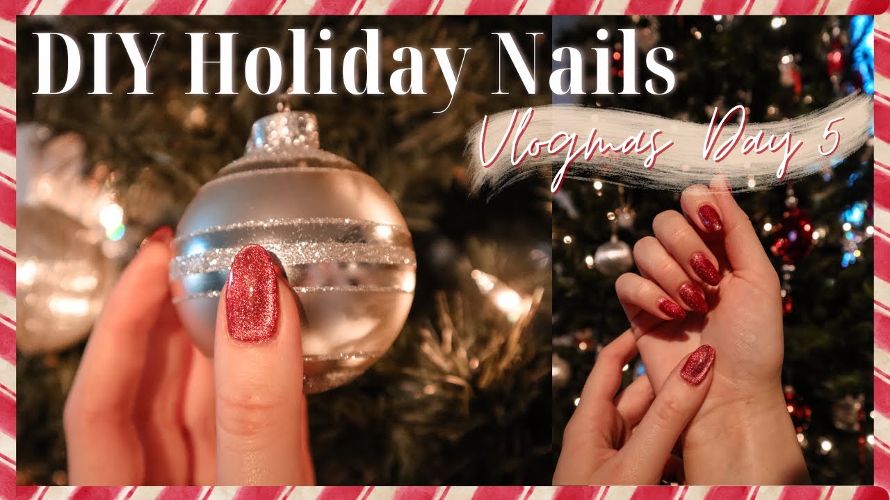 Trendy DIY Holiday Nails - How to Apply Magnetic Nail Polish for Velvet Nail Effect | Vlogmas DAY 5