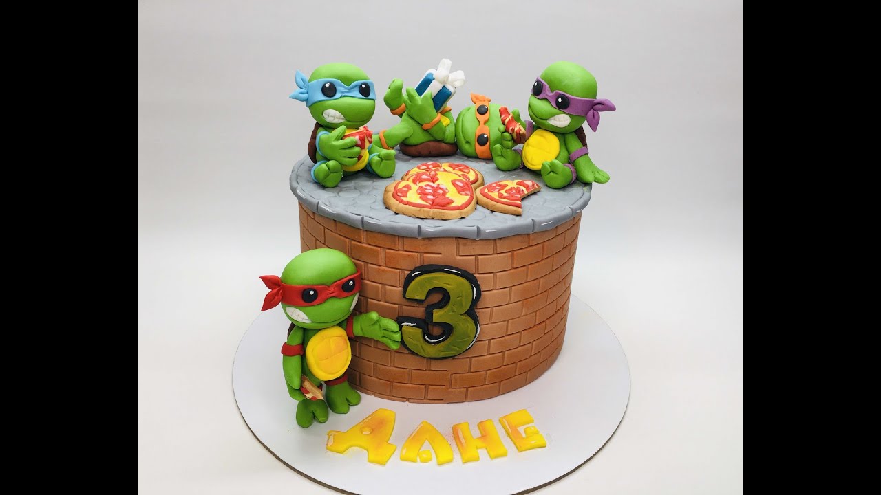 Оформление торта с черепашками ниндзя_How to make a cake with ninja turtles