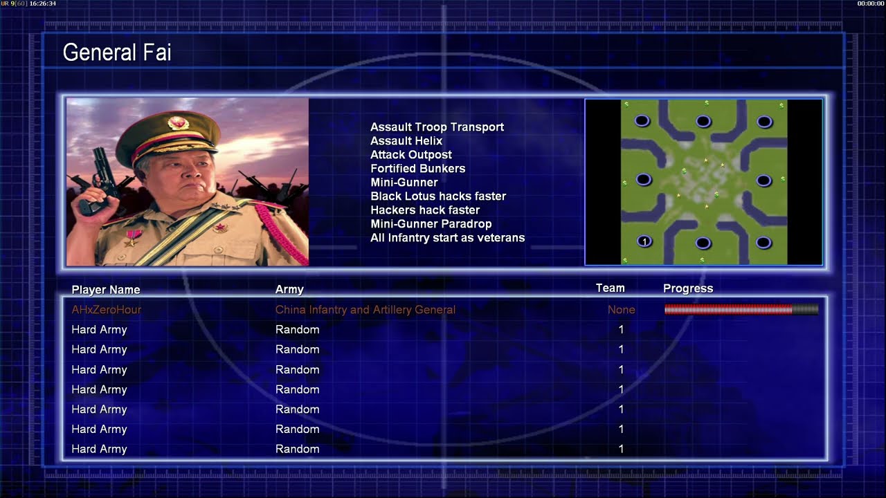 China Infantry - C&C Generals Zero Hour - gameplay - Random vs 7 Hard Random 
