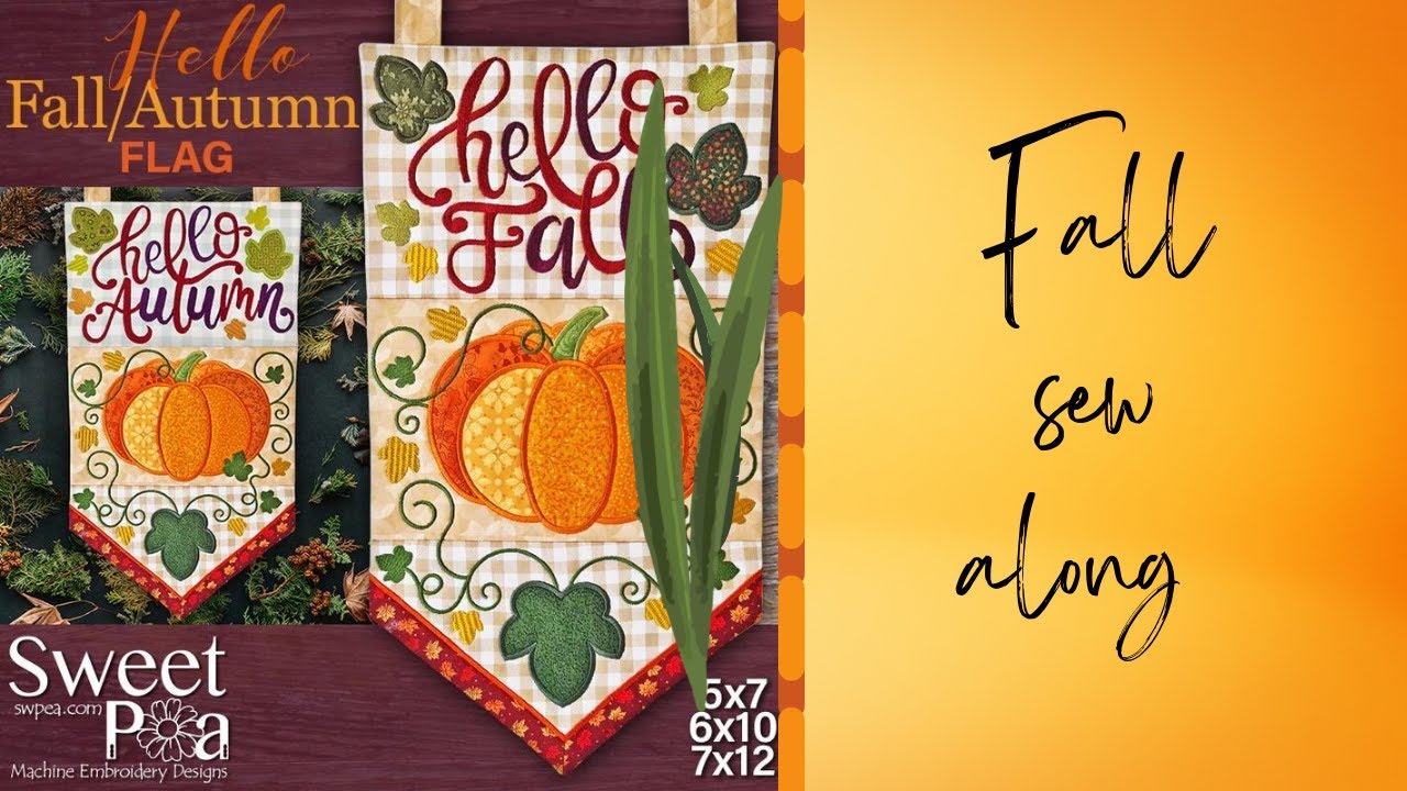 OML Embroidery LIve! Hello Fall wall hanging by Sweet Pea Embroidery