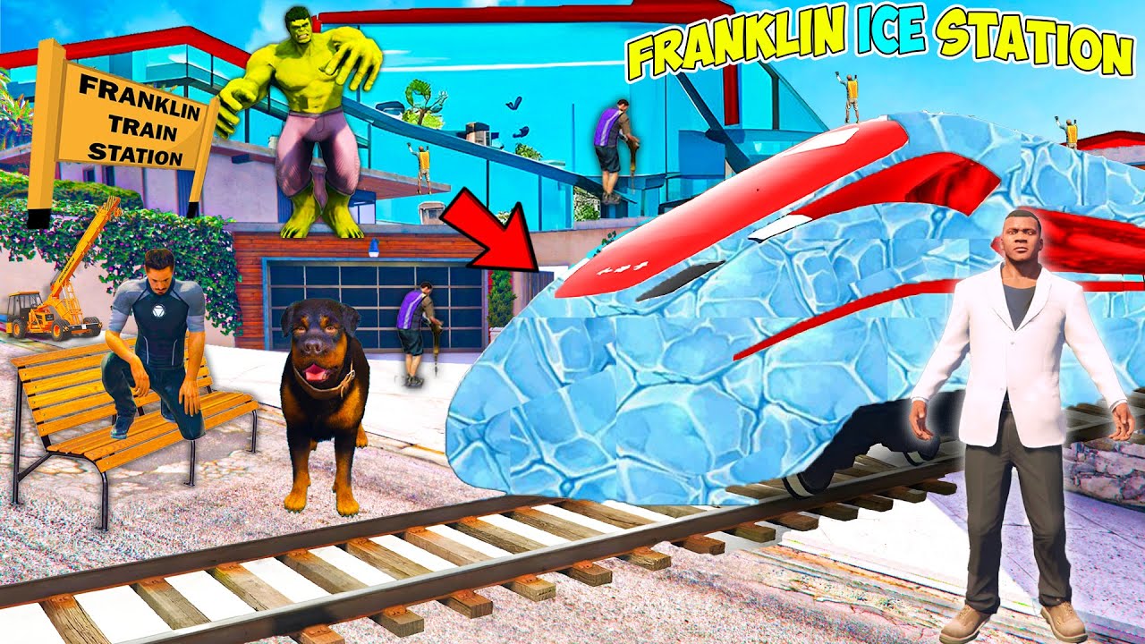 Franklin Made An ICE Bullet Train Station In Front Of His House.. | GTA 5 AVENGERS