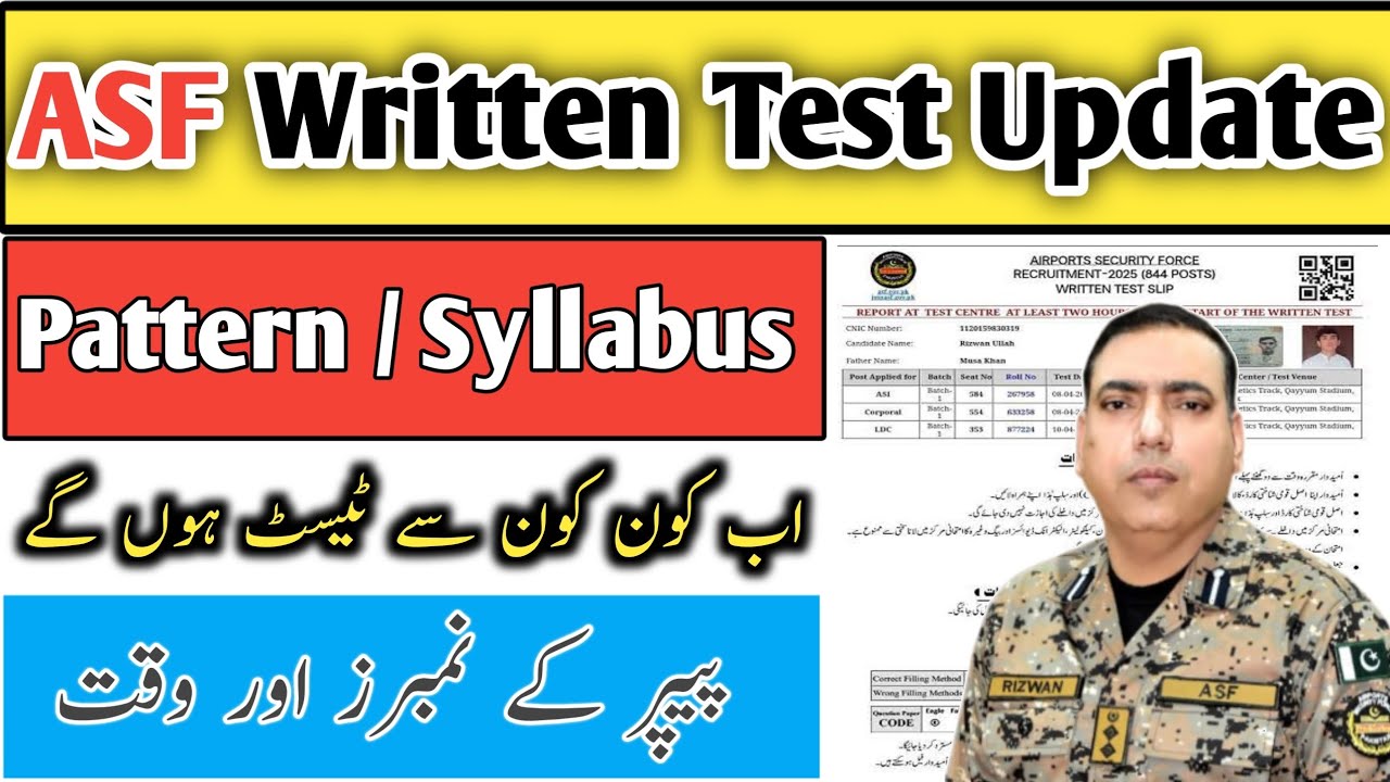 ASF Written Test Update Paper pattern Syllabus ASF Written test Date