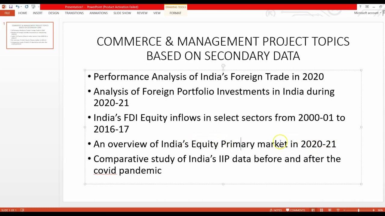 COMMERCE AND MANAGEMENT PROJECT TOPICS BASED ON SECONDARY DATA | SOURCES FOR SECONDARY DATA
