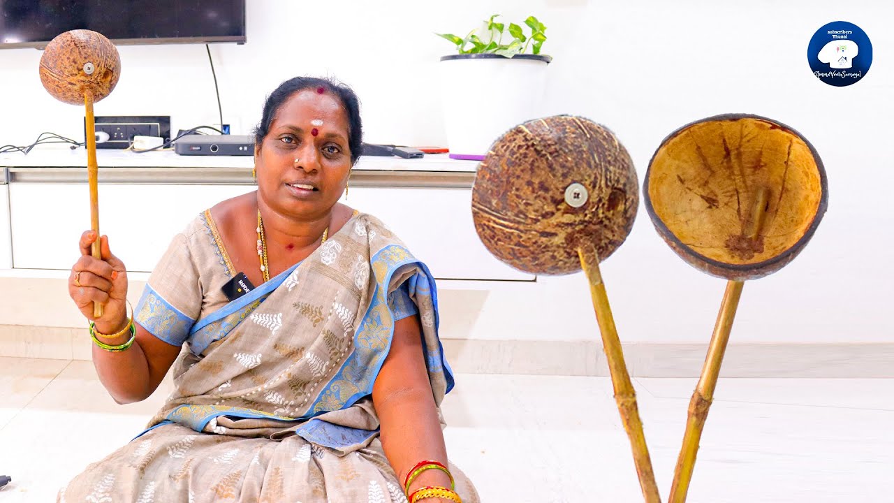 தேங்காய் குடுவை கரண்டி செய்வது எப்படி |HOW TO MAKE COCONUT SHELL KARANDI IN TAMIL|@Ammaveetusamayal