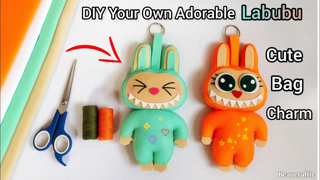 Easy DIY Labubu Doll, step by step DIY keychain (Bag charm) Tutorial، آموزش مرحله به مرحله لبوبو 