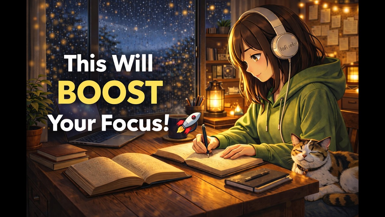 Rainy Night Study Session 🌙 30 Min Calm Lofi for Focus & Productivity