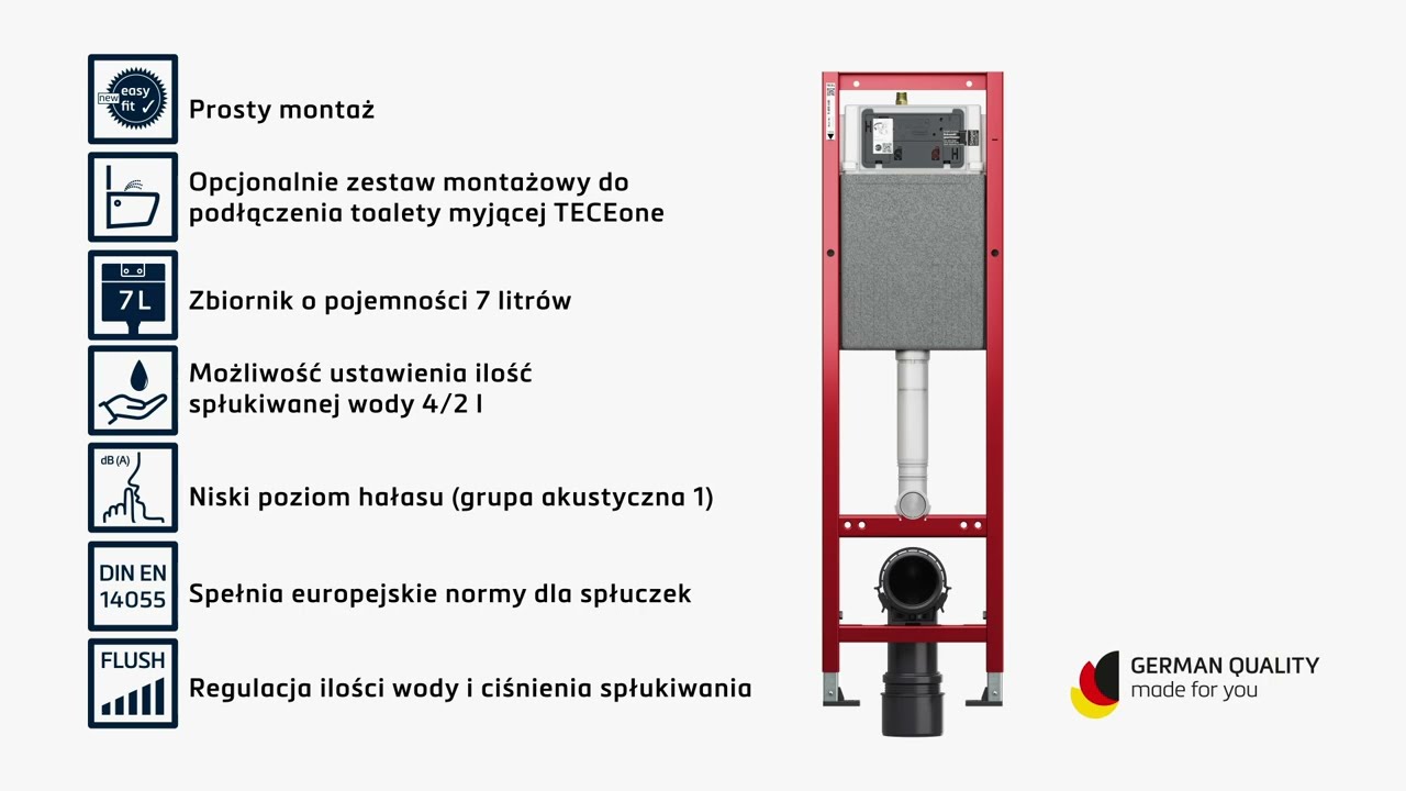 Montaż stelaża podtynkowego do WC TECEbase 320 mm