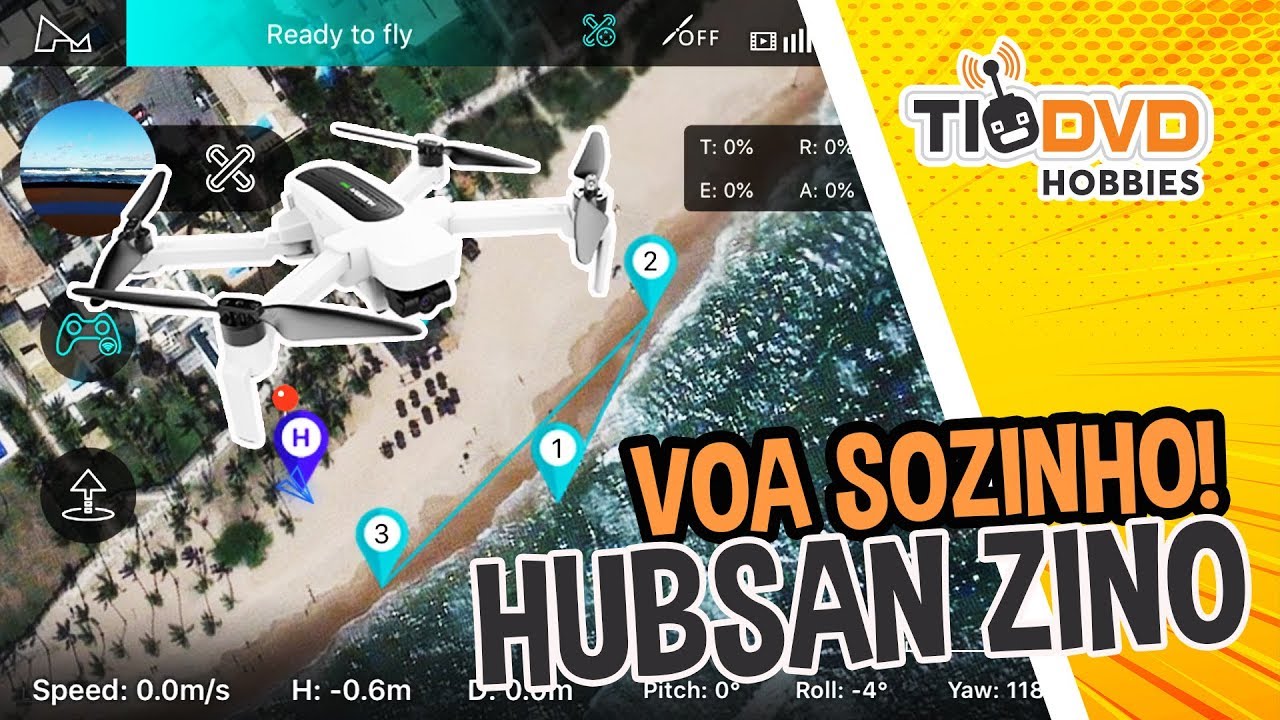 O MELHOR DRONE BOM E BARATO COM GIMBAL CAMERA 4K GPS BRUSHLESS FAZENDO WAYPOINT HUBSAN ZINO H117S