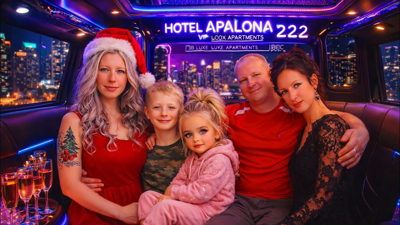 **Title: Luxury Family in a Limousine (Night City Dream)**