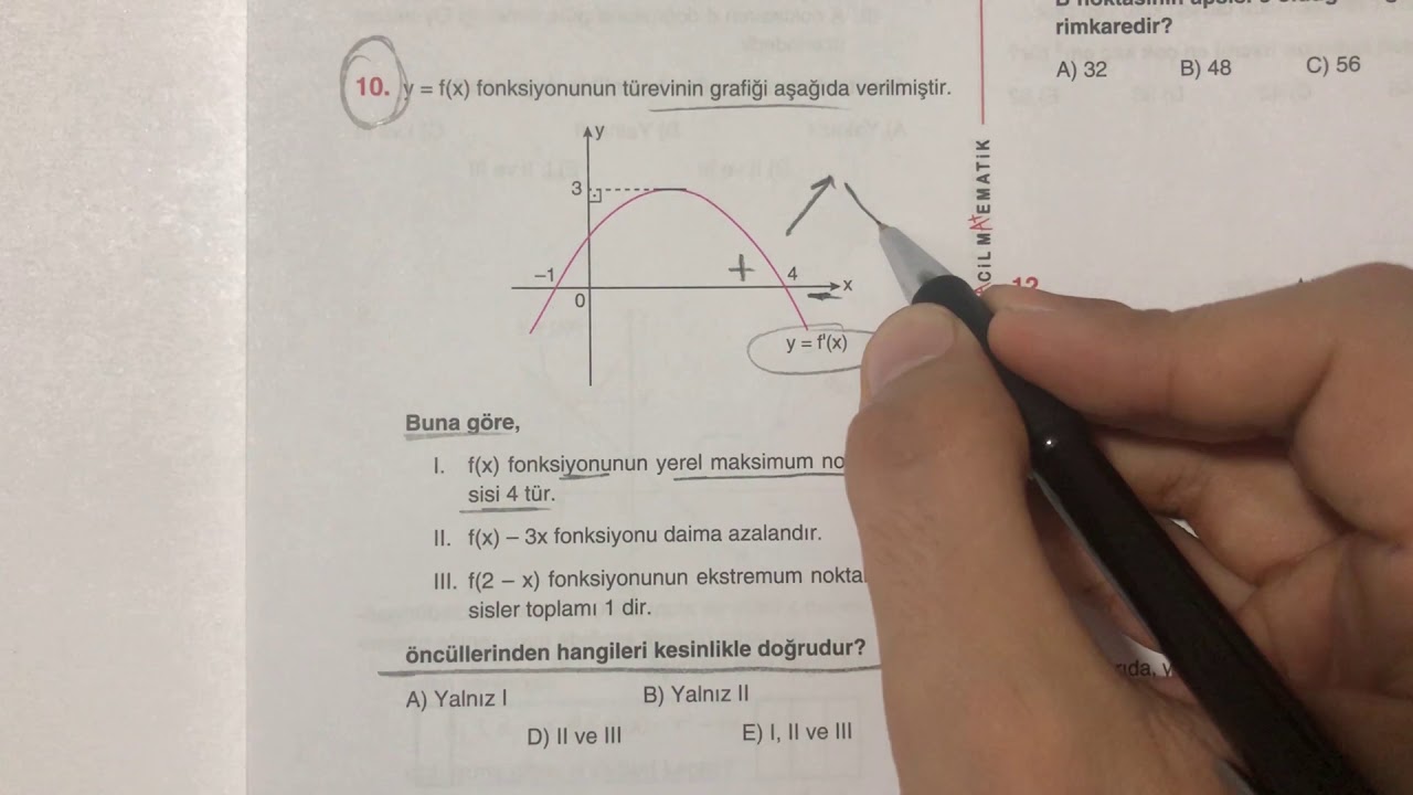 '' TÜREV'İN  GRAFİĞİNİ  YORUMLAMA ''  üç güzel soru ile ACİL ' den.