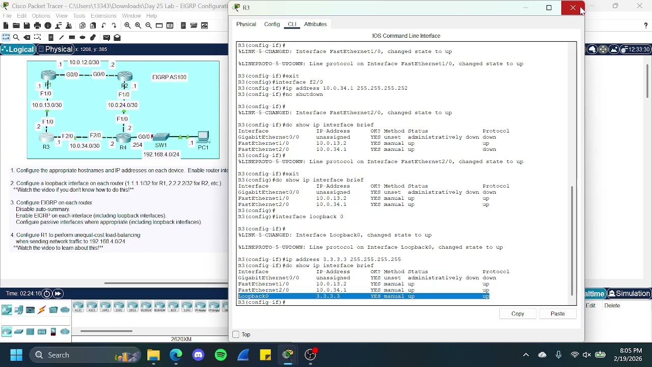 Day 25 Lab EIGRP Configuration
