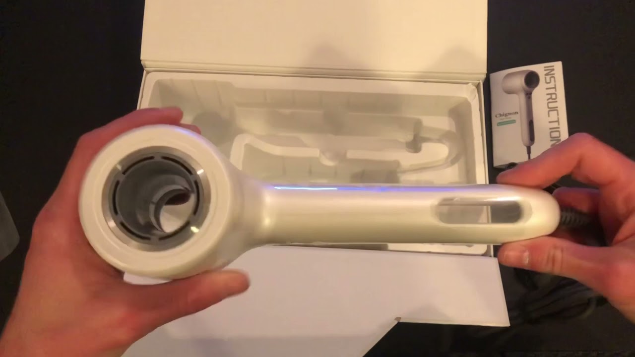 Déballage et présentation du sèche cheveux ionique 1500 watts de la marque Chignon.