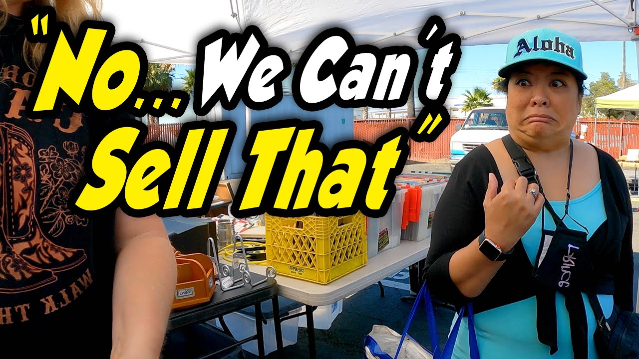 NO, WE DEFINITELY CAN'T SELL THAT at the flea market. Selling items from abandoned storage lockers.