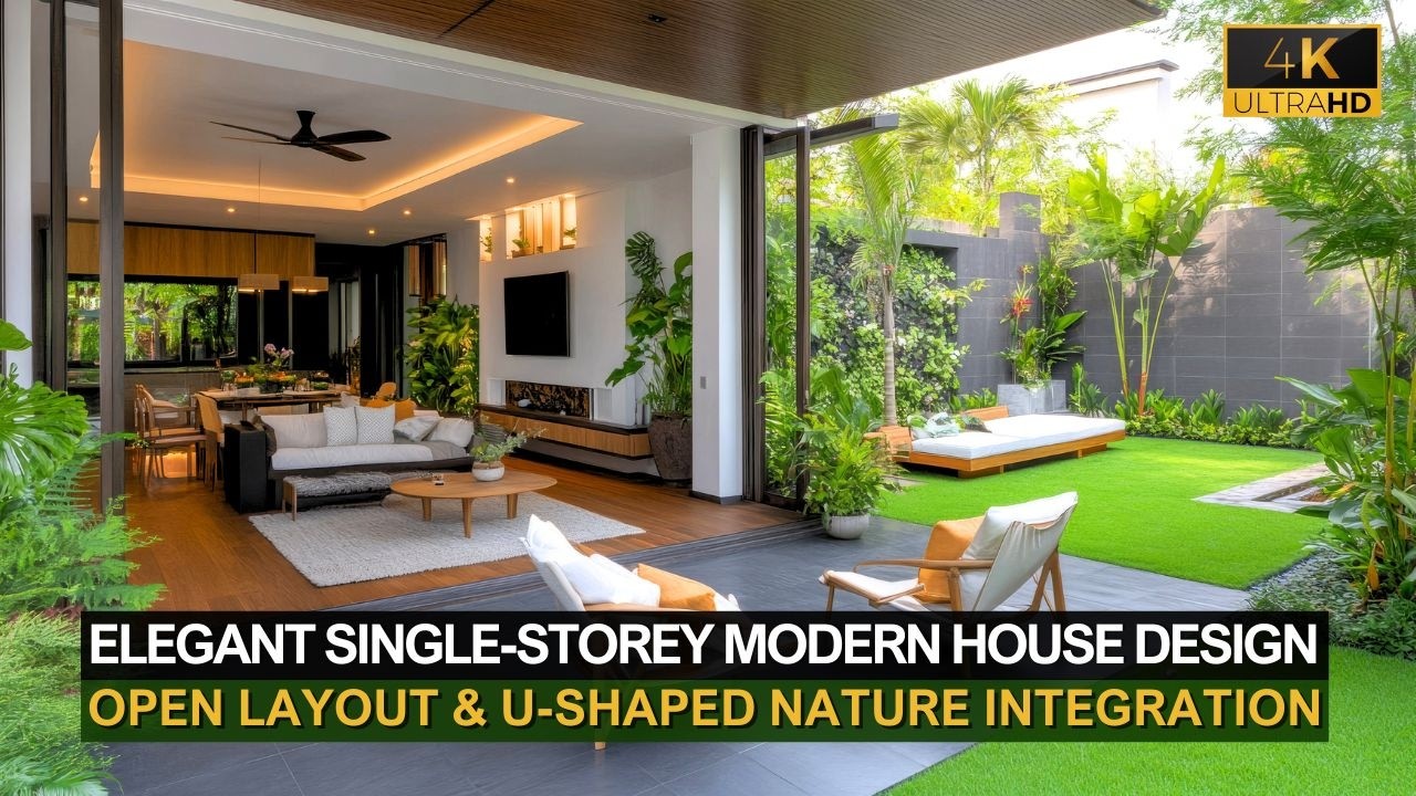 Elegant Single-Storey Modern House Design with Open Layout and U-Shaped Nature Integration