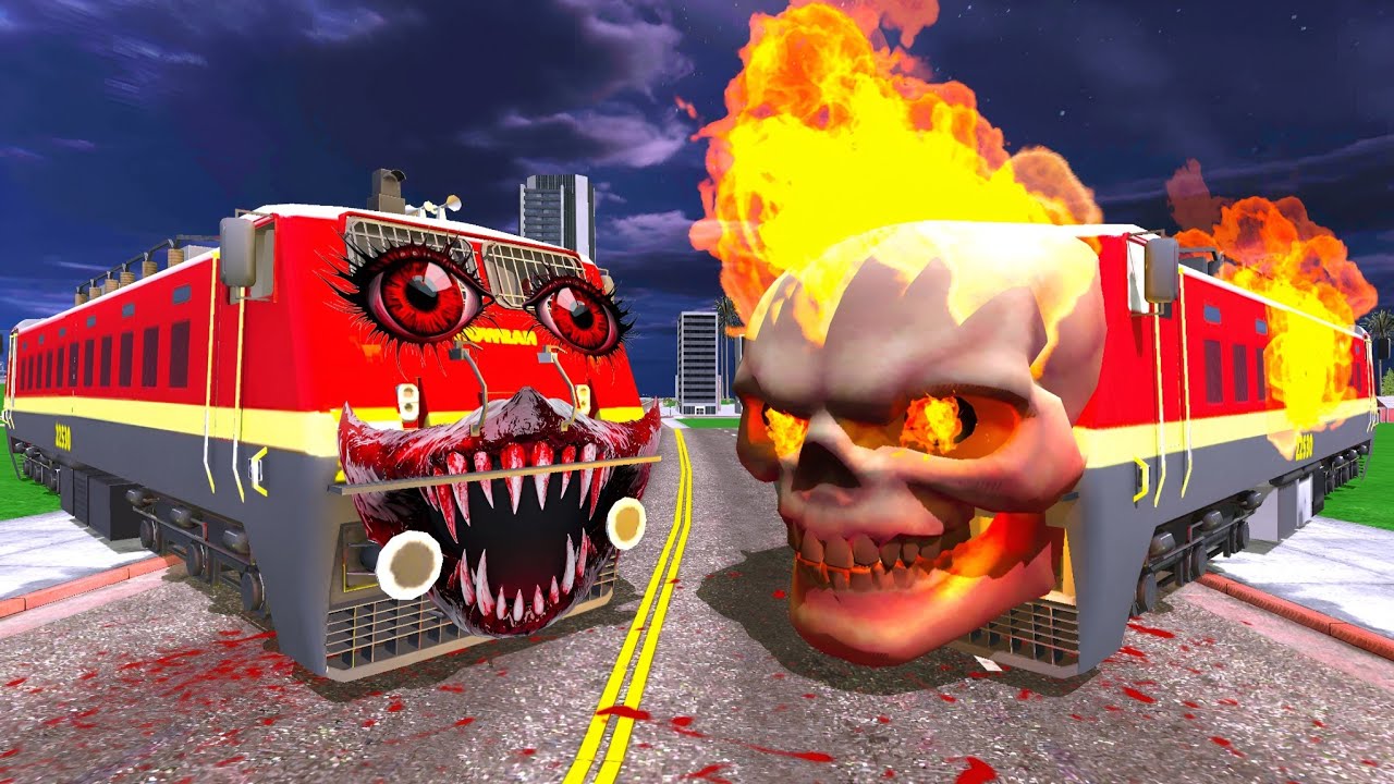 Ghost Rider Train attack Haunted Train in Indian Bikes Driving 3D