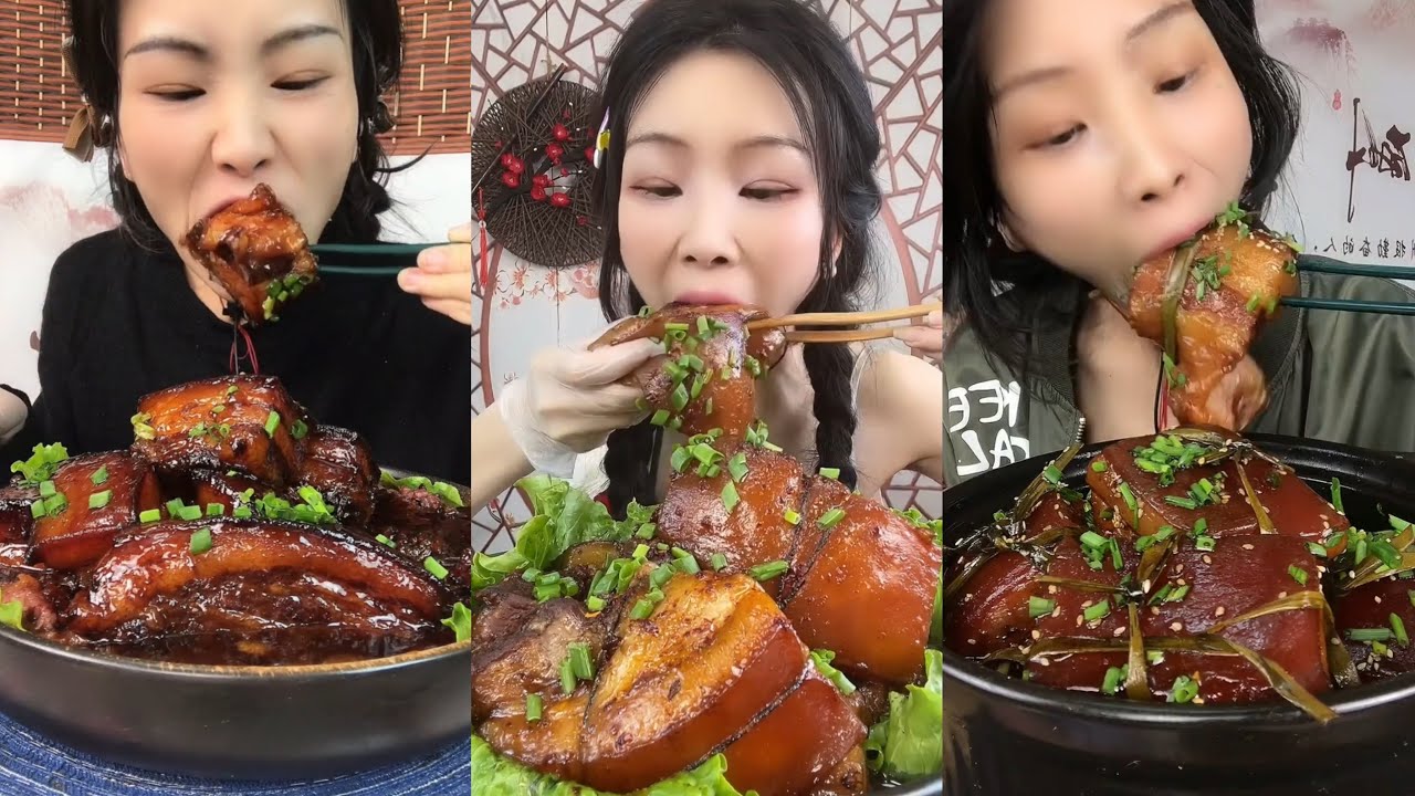 ASMR SOSLU ÇİN YEMEKLERİ SPICY CHINESE FOOD 吃辛辣的中国菜 (Pork Belly) 🍖MUKBANG 먹방 🌶