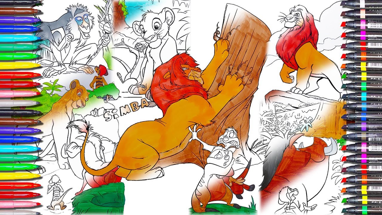 Coloring page the Lion King[with Simba, Timon, and Pumba] : Funny & Easy coloring video for children